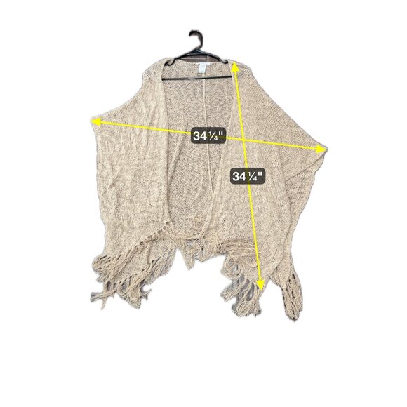Coldwater Creek Lightweight Beige Open Knit Fringe Cardigan Wrap - Picture 7 of 10